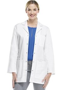 cherokee professionals women scrubs lab coats 32″ snap front 1369, m, white