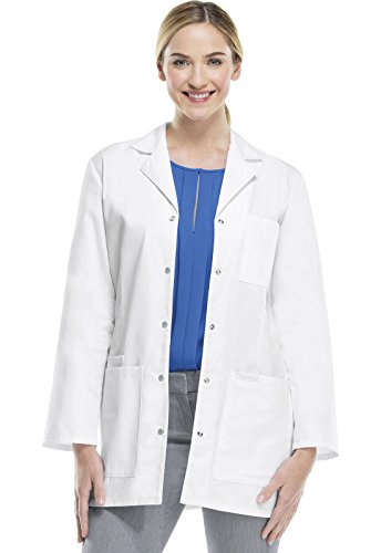 Cherokee Professionals Women Scrubs Lab Coats 32" Snap Front 1369, M, White