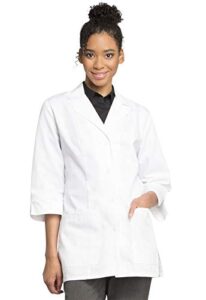 cherokee women’s scrubs 30″ 3/4 sleeve lab coat, white, large