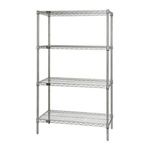 quantum storage systems wr63-1430c starter kit for 63″ high 4-tier wire shelving unit, chrome finish, 800 lb. per shelf capacity, 14″ width x 30″ length x 63″ height
