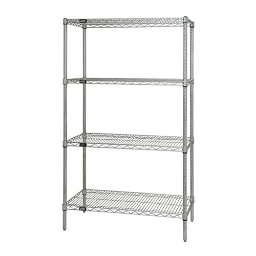 Quantum Storage Systems WR63-1430C Starter Kit for 63" High 4-Tier Wire Shelving Unit, Chrome Finish, 800 lb. Per Shelf Capacity, 14" Width x 30" Length x 63" Height