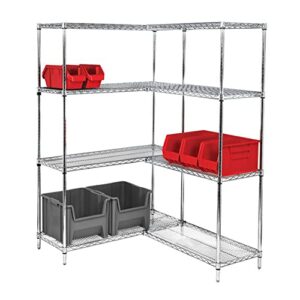 Quantum Storage Systems WR63-1430C Starter Kit for 63" High 4-Tier Wire Shelving Unit, Chrome Finish, 800 lb. Per Shelf Capacity, 14" Width x 30" Length x 63" Height