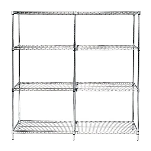 Quantum Storage Systems WR63-1430C Starter Kit for 63" High 4-Tier Wire Shelving Unit, Chrome Finish, 800 lb. Per Shelf Capacity, 14" Width x 30" Length x 63" Height