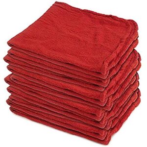 Buffalo Industries (62017) 100% Cotton 14" x 14" Fully Hemmed Red Shop Towels, Pack of 50 - Grease and Oil Rag for Automotive, Garage and Home - Washed, Dyed and Dried for Quality - Machine Washable