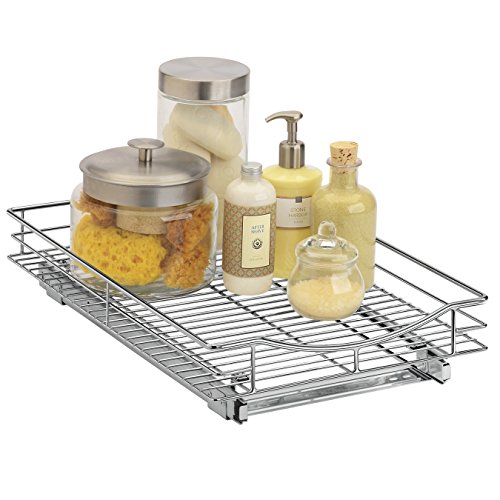 LYNK PROFESSIONAL® Pull Out Cabinet Organizer - Slide Out Pantry Shelves - Sliding Storage for Inside Kitchen Cabinet or Under Sink - Roll Out Drawer for Pots, Pans - 14" Wide x 21" Deep - Chrome