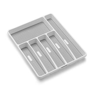 madesmart large silverware tray – white |classic collection | 6-compartments| kitchen drawer organizer | soft-grip lining and non-slip rubber feet | bpa-free