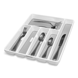 madesmart Large Silverware Tray - White |CLASSIC COLLECTION | 6-Compartments| Kitchen Drawer Organizer | Soft-Grip Lining and Non-Slip Rubber Feet | BPA-Free