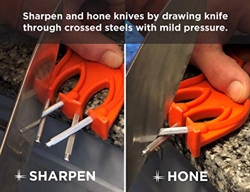 The Edgemaker Knife Sharpener Pro 331- Perfect for Sharpening & Honing any Blade, Durable, Safe & Easy to Use- Orange