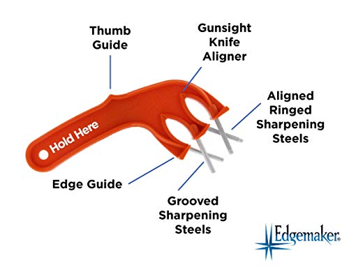 The Edgemaker Knife Sharpener Pro 331- Perfect for Sharpening & Honing any Blade, Durable, Safe & Easy to Use- Orange
