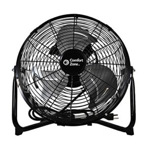 Comfort Zone CZHV12B 12-inch High-Velocity 3-Speed Floor Fan with 180-Degree Tilt, Black