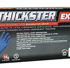 SAS Safety 6604 Thickster X-Large Textured Exam Grade Latex Gloves, Blue