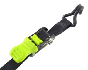 progrip 314700 heavy duty tie down ratchet and sliding buckle with double j hooks: flex grip handle, 16′ x 1″