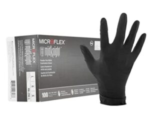 microflex mk-296 black disposable nitrile gloves, latex-free, powder-free glove for mechanics, automotive, cleaning or tattoo applications, medical/exam grade, size large, case of 1000 units