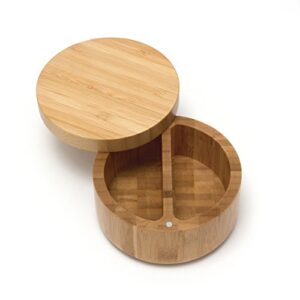 lipper international 8839 bamboo wood divided spice box with swivel cover, 4.75″ diameter x 2.75″ height