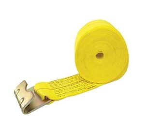 progrip 03603 truck and trailer heavy duty cargo tie down winch strap with flat hook, 30′ x 4″ , yellow
