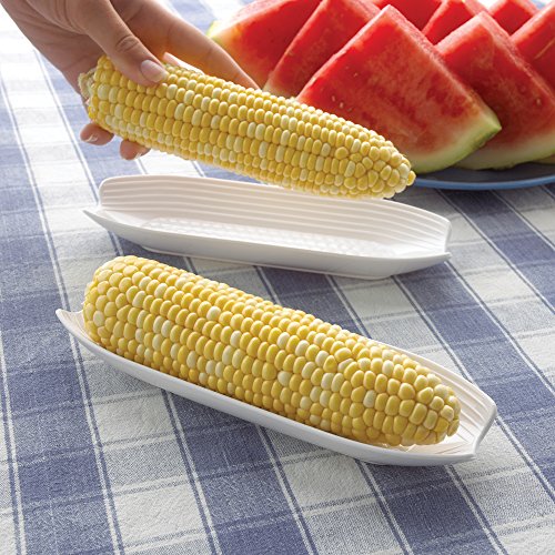 Fox Run Corn on the Cob Dish, Set of 2, White Trays