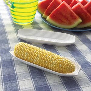 Fox Run Corn on the Cob Dish, Set of 2, White Trays