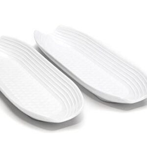 Fox Run Corn on the Cob Dish, Set of 2, White Trays