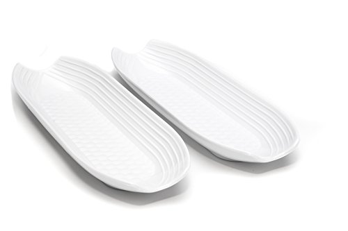 Fox Run Corn on the Cob Dish, Set of 2, White Trays