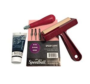 Speedball Super Value Block Printing Starter Kit – Includes Ink, Brayer, Lino Handle and Cutters, Speedy-Carve