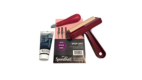 Speedball Super Value Block Printing Starter Kit – Includes Ink, Brayer, Lino Handle and Cutters, Speedy-Carve