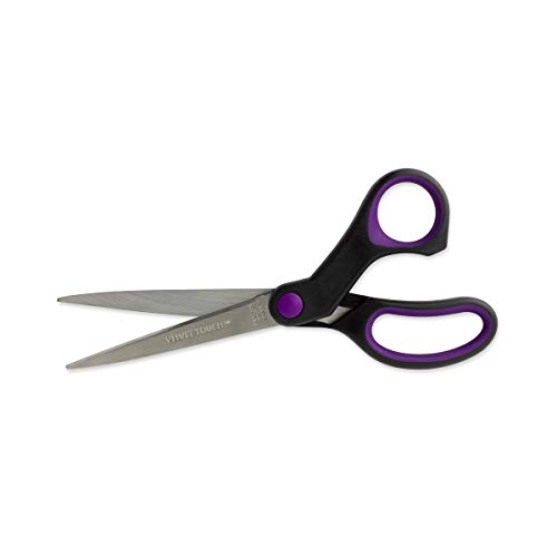 Hygloss-Armada Art Velvet Touch Scissors - Great for Arts and Crafts - Pointed Tip Blades - Reusable Vinyl Bag for Safe Storage - 8 Inches - Black and Purple - 1 Pair