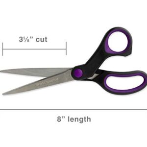 Hygloss-Armada Art Velvet Touch Scissors - Great for Arts and Crafts - Pointed Tip Blades - Reusable Vinyl Bag for Safe Storage - 8 Inches - Black and Purple - 1 Pair