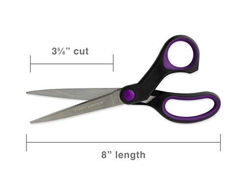 Hygloss-Armada Art Velvet Touch Scissors - Great for Arts and Crafts - Pointed Tip Blades - Reusable Vinyl Bag for Safe Storage - 8 Inches - Black and Purple - 1 Pair