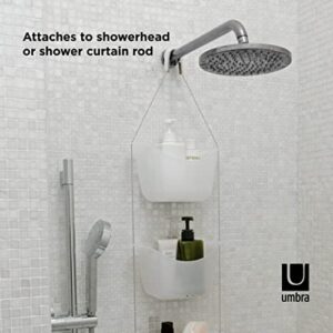 Umbra 022360-670 Bask, White Hanging Shower Caddy, Bathroom Storage and Organizer for Shampoo, Conditioner, Bath Supplies and Accessories, 11-1/4" x 5-1/4" x 36-1/2" h