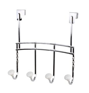 spectrum diversified cambridge over the door 4 hook rack for storage and organization of entryway bedroom and more, chrome