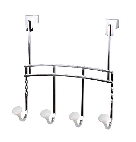 Spectrum Diversified Cambridge Over The Door 4 Hook Rack for Storage and Organization of Entryway Bedroom and More, Chrome