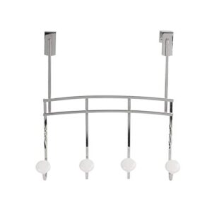 Spectrum Diversified Cambridge Over The Door 4 Hook Rack for Storage and Organization of Entryway Bedroom and More, Chrome