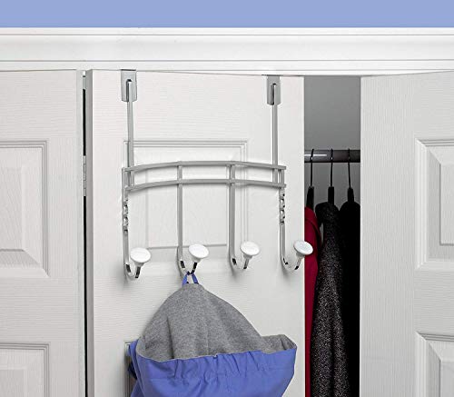 Spectrum Diversified Cambridge Over The Door 4 Hook Rack for Storage and Organization of Entryway Bedroom and More, Chrome
