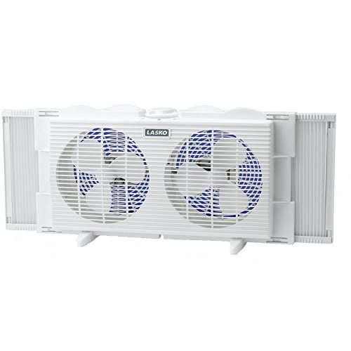 Lasko 2137 Twin Window Fan, 21.8 x 4.5 x 10.5 inches, White