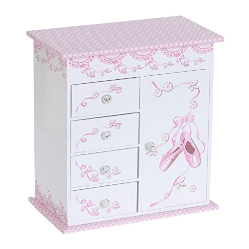 Mele & Co. Cristiana Girl's Musical Ballerina Jewelry Box (Ballet Slipper and Ribbon Design)