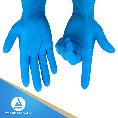 Dynarex Safe-Touch Disposable Nitrile Exam Gloves, Powder-Free, Latex-Free, Touchscreen Friendly & Used by Professionals, Blue, Extra-Large, 1 Box of 100 Gloves