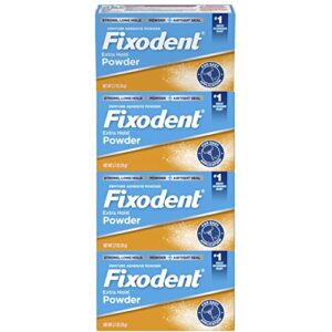 fixodent extra hold denture adhesive powder, 2.7 ounce (pack of 4)