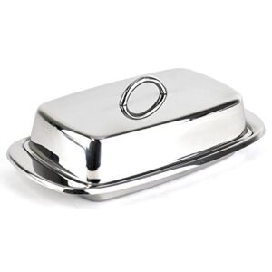 cuisinox stainless steel butter dish with lid, 4″ x 7.5″