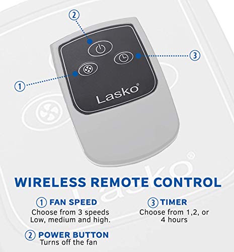 Lasko Lasko-16 Remote Control Stand, 3-Speed (1646) Household Fans, 1-Pack, White