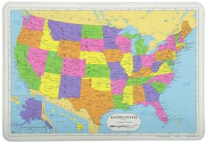 painless learning map of usa placemat