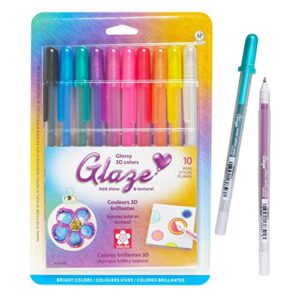 Sakura Glaze 3D Ink Pen - 3D Ink Pen for Lettering, Drawing, Ornaments, & More - Assorted Colored Ink - 10 Pack