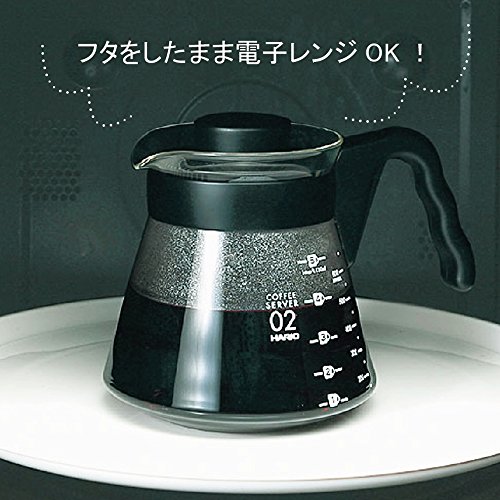 Hario V60 Glass Coffee Server Pour Over Carafe Microwave Safe 1000mL, Black