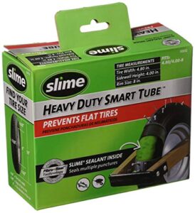 slime 30012 inner tube for wheelbarrows, lawn mowers, trailers, tractors, golf carts, 4-wheelers and more, extra strong, includes self-sealing sealant, heavy duty, replacement, 4.80/4.0-8″