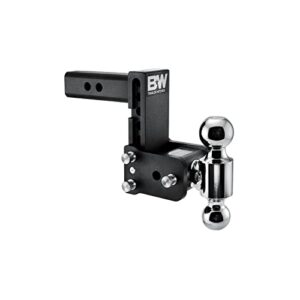 B&W Trailer Hitches Tow & Stow Adjustable Trailer Hitch Ball Mount - Fits 2" Receiver, Dual Ball (2" x 2-5/16"), 5" Drop, 10,000 GTW - TS10037B