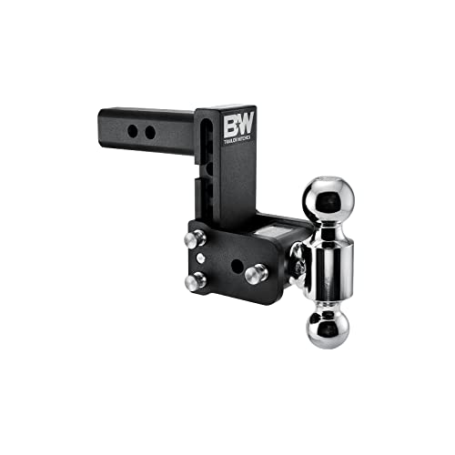 B&W Trailer Hitches Tow & Stow Adjustable Trailer Hitch Ball Mount - Fits 2" Receiver, Dual Ball (2" x 2-5/16"), 5" Drop, 10,000 GTW - TS10037B