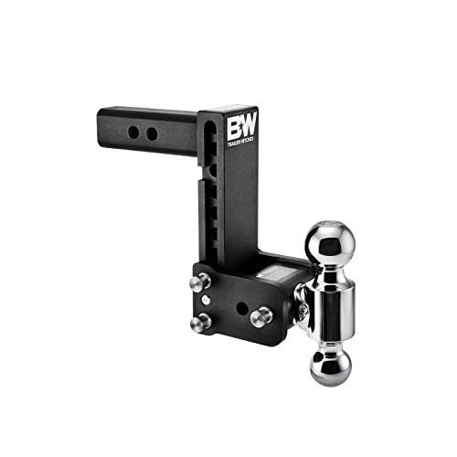 B&W Trailer Hitches Tow & Stow Adjustable Trailer Hitch Ball Mount - Fits 2" Receiver, Dual Ball (2" x 2-5/16"), 7" Drop, 10,000 GTW - TS10040B