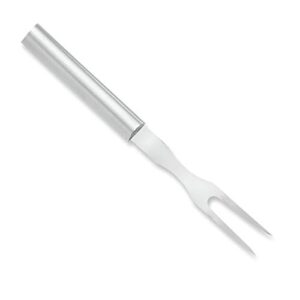 rada cutlery carving fork stainless steel tine and aluminum made in usa, 9-1/2 inches, silver handle