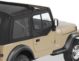 Bestop 5178615 Black Denim Upper Door Sliders for 1988-1995 Wrangler w/Rounded Rear Upper Corner