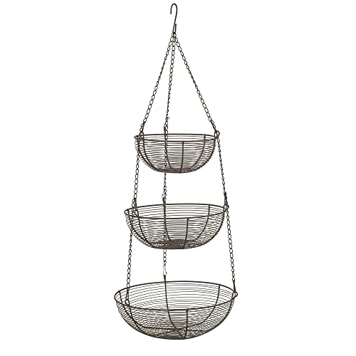 RSVP International Hanging Storage Collection 3-Tier Baskets, Bronze Woven Wire