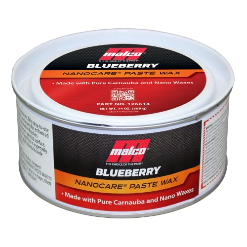 Malco Nano Care Blueberry Paste Wax - Creates High Gloss Finish and Long-Lasting Shine / Premium Paste Wax for Use on Fiberglass, Gel Coat and Painted Vehicle Finishes / 14 Oz. (126614)